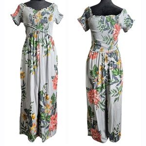 Patrons of Peace Marlu Cropped Wide Leg Off Shoulder Floral Print Jumpsuit Small